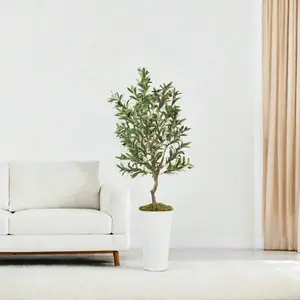 5 6 7 Feet Artificial Olive Tree with Pot Fake Plant with Realistic Moss Large Simulation Realistic Potted Tree with Leaves and Fruits Large Silk Tree Vintage Modern Home Decor Indoor Outdoor Garden Bedroom Home Office Garden Decor Outdoor Gardening Plant