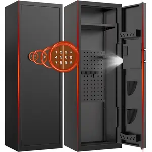 TnTants 10-12 Gun Safe Cabinet Quick Access Digital Keypad & Emergency Key Large Unassembled Security Safe with Removable Shelves Anti-Theft Design