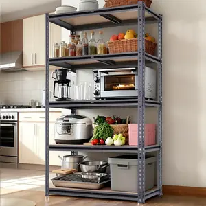 Heavy Duty Garage Shelving, 5 - Tier Adjustable Storage Utility Rack Shelf - Ideal for Garages, Basements, Pantry, Kitchens And Offices. Metal Tool Storage Shelving, Dimensions: 28" W X 12" D X 59.8" H, Black; 35.5" W X 16" D X 72" H, Black