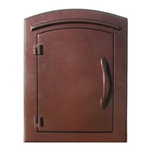 212 MAIN 14 in. Manchester Non-Locking Column Mount Mailbox - Plain Door, Antique Copper, Cast Aluminum, Weather Sealed Mailbox Insert