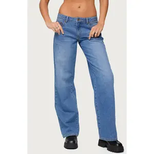 Edikted Women's Nikoletta Straight Leg Low Rise Jeans