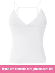 Deep V Women's Tank Top, Longline Backless Scoop Neck Bra Sports Workout Gym Crop Top Slim Fit Ribbed Spaghetti Strap Tank Top Summer Soft V-Neck Camisole Trendy Sleeveless Basic Shirt
