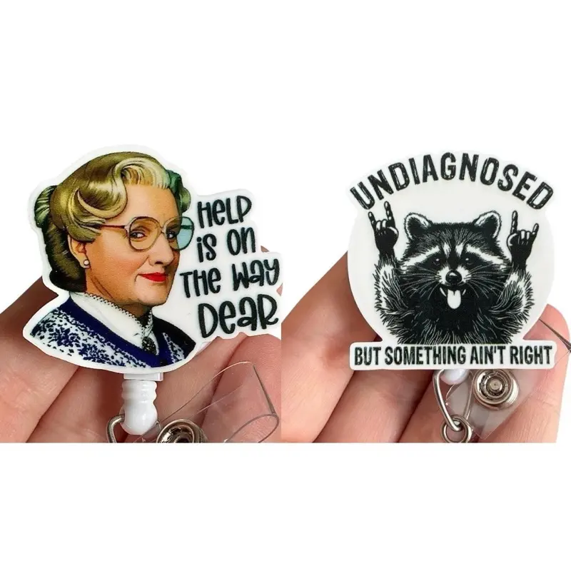 Glitter My Badge Funny two piece set badge reels for nurse and hospital workers. Badge clip Badge pull - Retractable swivel clip with a 360 rotation. Great gift for coworker.