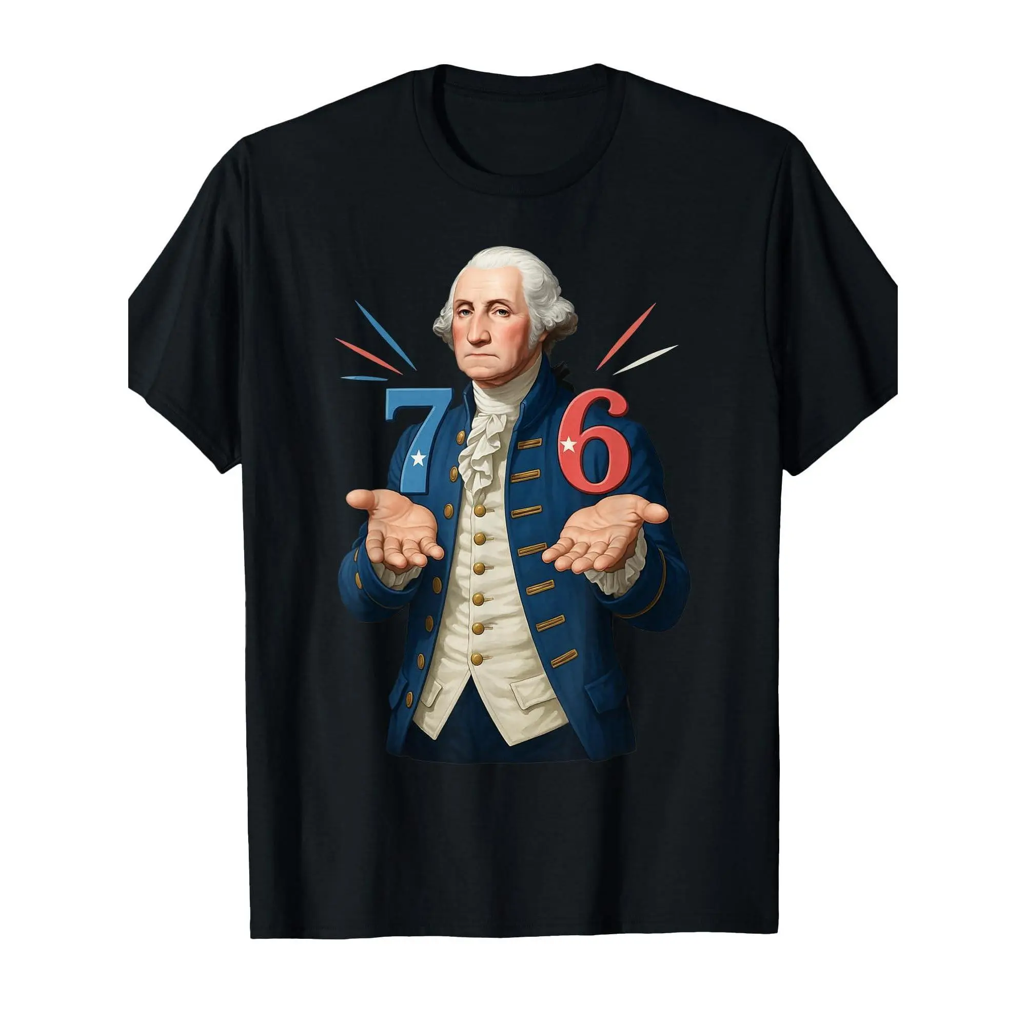 Hugvyn Men's 220gsm Cotton Round Neck Short-Sleeve T-Shirt - George Washington Print, APUSH History Teacher Gift, Humoristic American History Graphic Casual Tops, Men's Clothes