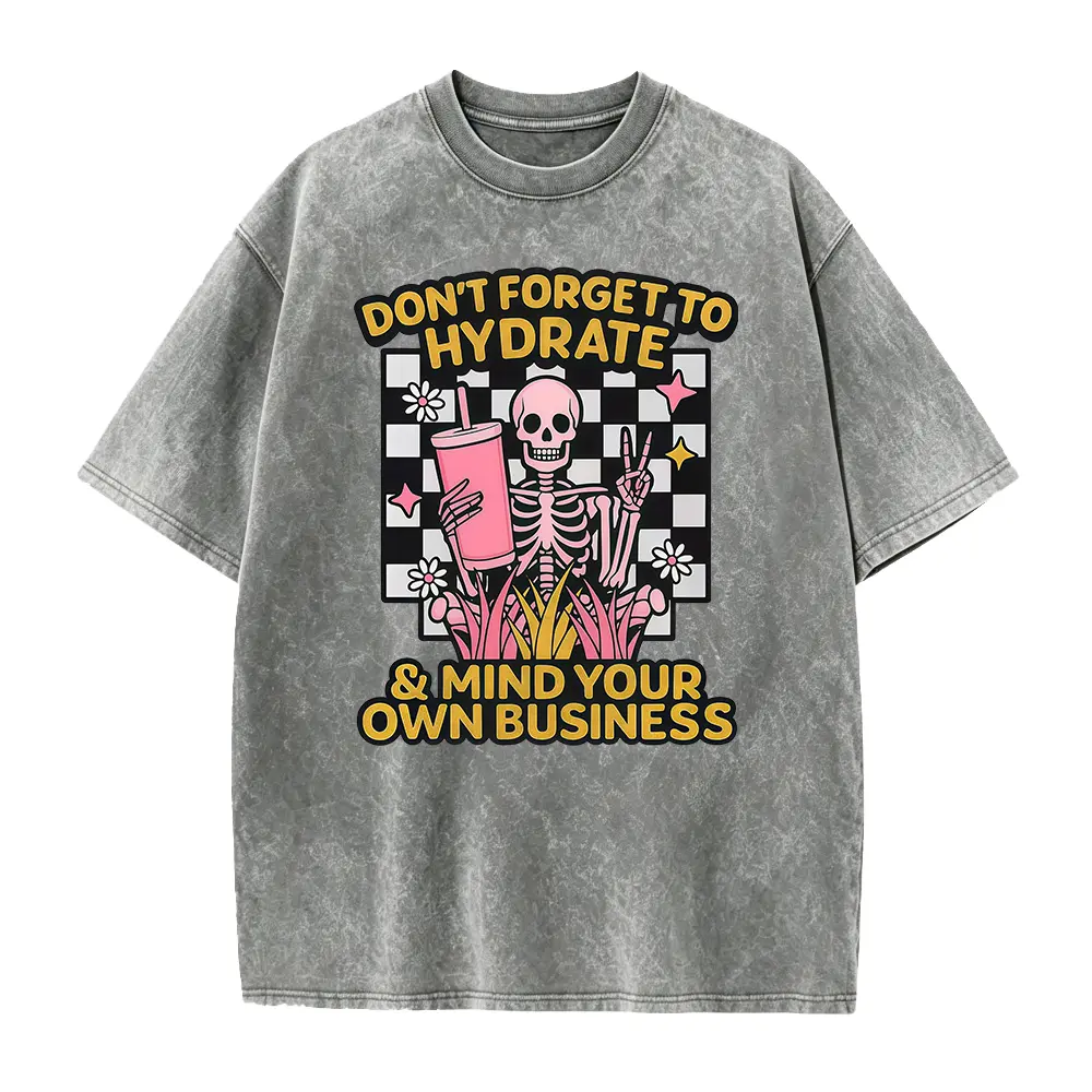 Men's Washed Cotton T-Shirt with Skull Unicorn Graphic, Casual Round Neck Short Sleeve Top for Streetwear and Outdoor Activities, Shortsleeve, Menswear, Foldable, Skull Style Men's Short-Sleeve T-Shirts, Skull Unicorn Print