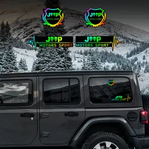 4pcs for JEEP(Multiple logos available) Color changing with light PC laser color gradient decals. Car stickers. Colorful and changing with light.