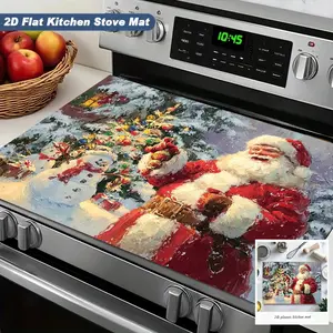 Christmas Theme Silica Gel Stove Pad, Kitchen Decorative Placemat, Kitchen Anti-Slip Heat Resistant Mat, Creative Santa Design Absorbent Quick-Dry Pad