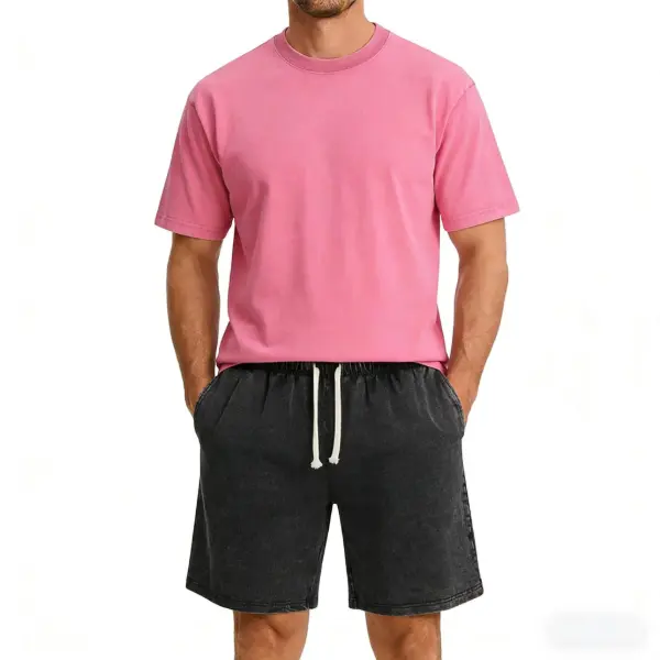 Pink + washed black shorts