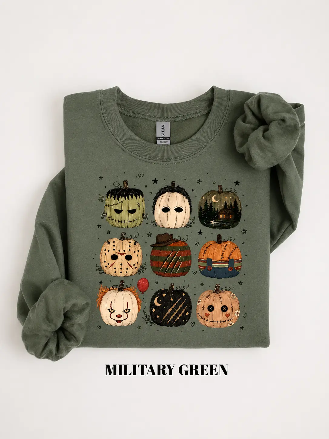 Horror Movie Pumpkins Sweatshirt, Spooky Halloween Crewneck, Scary Pumpkin Graphic Sweater, Retro Horror Movie Pullover, Cozy Fall Gift