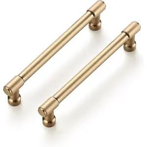 10 Pack 5 Inch Hole Center Solid Kitchen Cabinet Handles, Champagne Bronze Dresser Pulls, Cabinet Drawer Pulls for Kitchen Cupboard Hardware