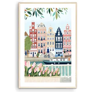 Amsterdam Art Print, Travel Poster, Wall Art Décor, Europe Style, Housewarming Gift, Unframed