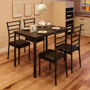Garvee Black Dining Table Set for 4, Kitchen Table and Chairs for 4, 5 Piece Kitchen Dining Room Table Set,Space-Saving Wood Modern Rectangle Dinner Table Dinette Furniture for Breakfast Nook,Home Office