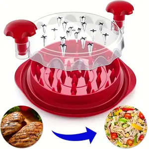 Chicken Shredder Tool Twist Large for Kitchen, BPA-Free Food-Safe Meat Grinder, Visible Chicken Breast Meat Shredder with Strong Anti-Slip Bottom & Ergonomic Handle, meat shredder machine, Black lid clear veggie