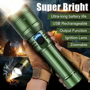 Ultra-Bright Rechargeable LED Flashlight – High-Lumen, Zoomable Beam, IPX6 Waterproof, 5 Modes Compact Tactical Light for Camping, Fishing & Emergencies