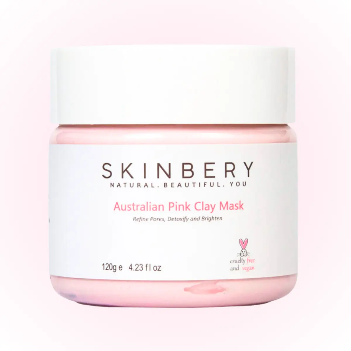 Skinbery Pink Clay Facial Mask 120g Cleansing Mud Mask Deep Cleansing Pore Minimizer Blackhead Remover Oil Reducing Acne Treatment Dry Skin Sensitive Skin Oily Skin