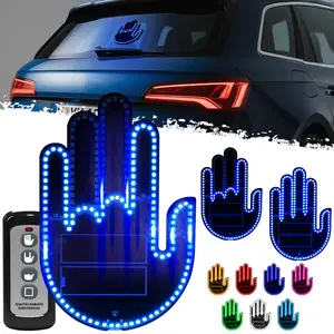 DIBMS Wireless control of LED Car Gesture Light with Remote Control, Recyclable & Rechargeable, Fun Rear Window Sign,Calming Road Rage, Ambient Lighting Kit,3 Modes Adjustable Finger Lights. Car Ornament