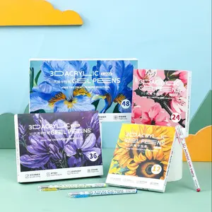 12/24/36/48 Color 3D Acrylic Gel Pens Set, Creative 3D Handwriting Style, Quick-Dry Smooth Ink, Ideal for Graffiti Drawing, Greeting Cards, DIY Crafts