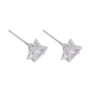 Small CZ Geometric Triangle Stud Earrings for Men Women Unisex Earrings