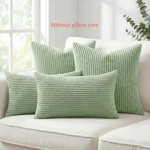 Luxury Striped Velvet Bohemian Pillow Covers, 4pcs Set, Soft Modern Decor, Sofa Couch Bed Room, Hidden Zipper, No Insert Included