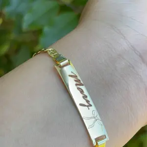 Personalized Esclava Gold-Plated Engraved Name Bracelet for Women with Bow Design