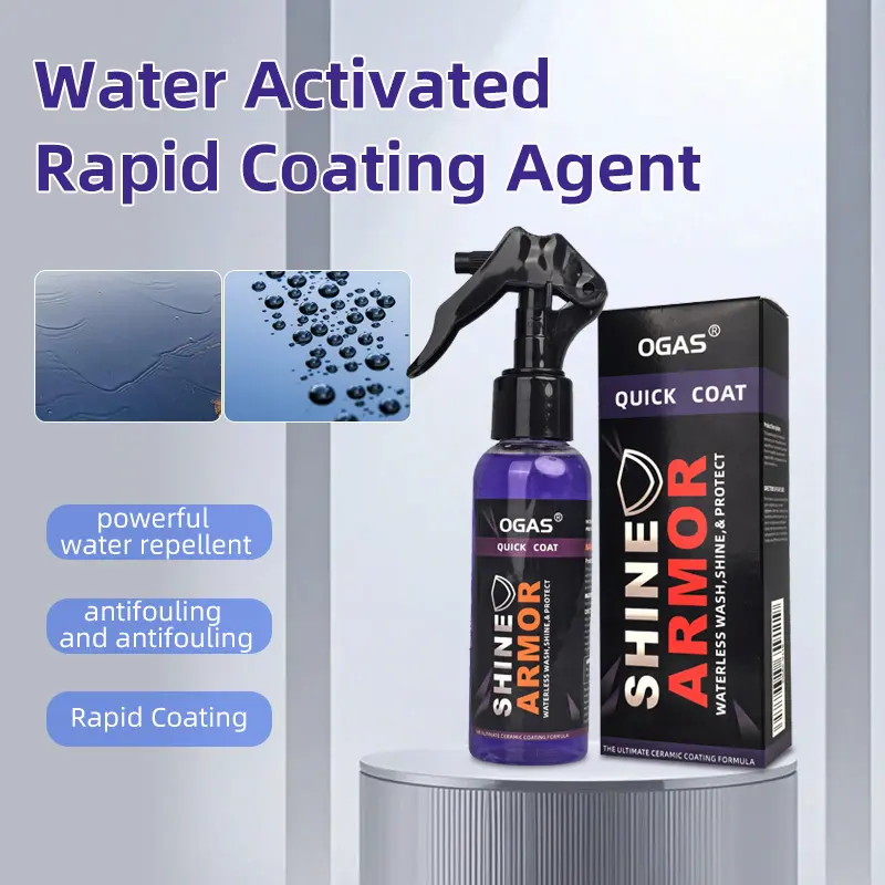 Quick Coat Water Activated Ceramic Spray - Rapid Coating for Cars, Powerful Water Repellent, Gloss Boost, Hydrophobic Paint Protection & Instant Shine