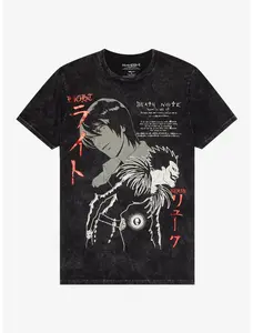 Death Note Light & Ryuk Metallic Print Dark Wash T-Shirt – Iconic Anime Shirt