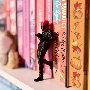 Hot Biker Reading Bookshelf Decor