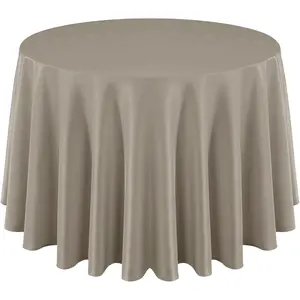 Round Tablecloth 120 Inch - Waterproof Stain Resistant Spillproof Table Cloth for Dining Room, Taupe