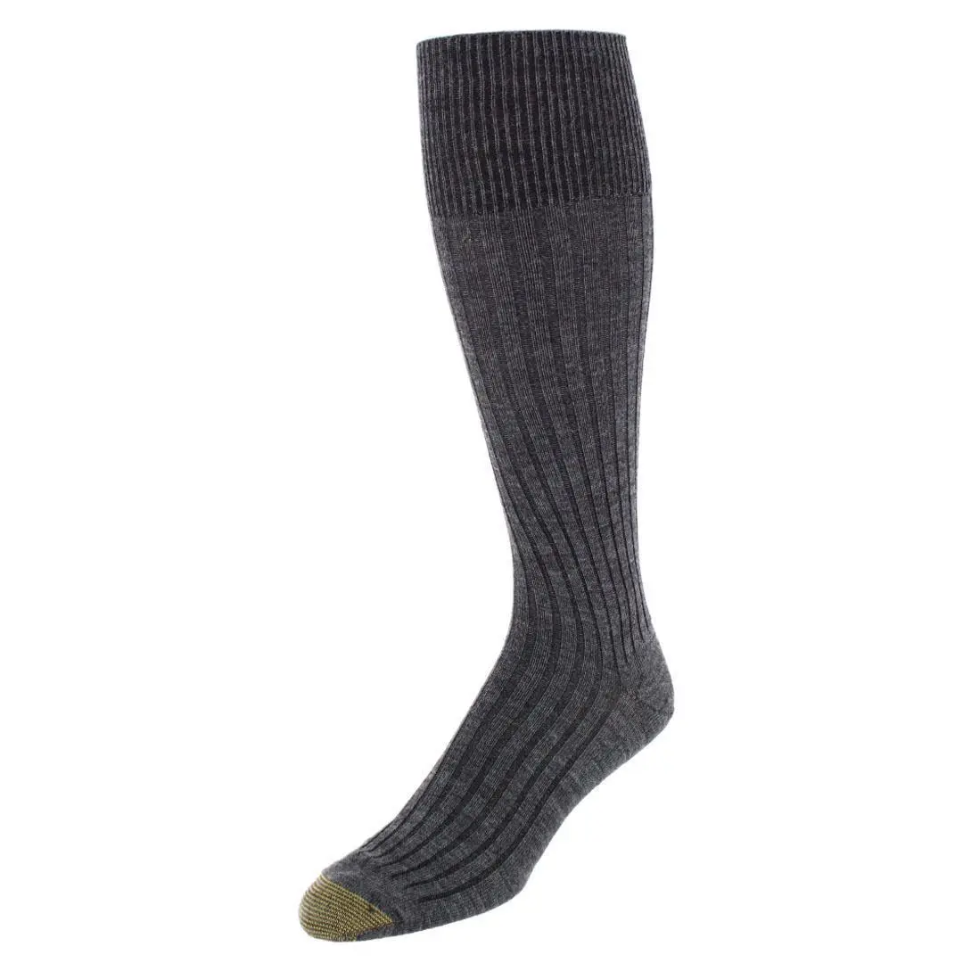 Menswear Gold Toe Men's Windsor Wool-Spandex-Nylon Plain Long Over-the-Calf (OTC) Dress Socks (Pack of 3), Premium