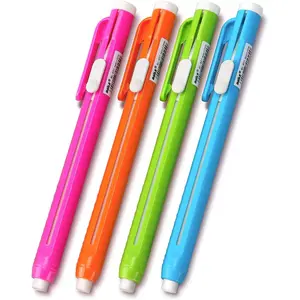 Retractable Mechanical Eraser Pen 4 Pack Pen-Style Assorted Color Erasers