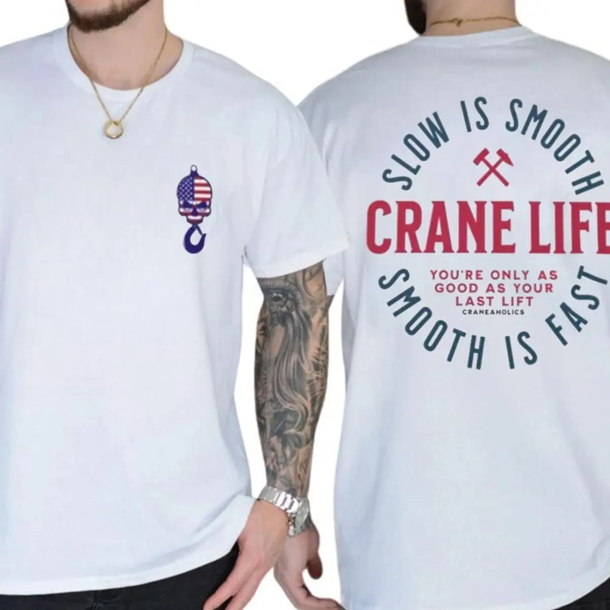 Crane Operator T-Shirt 2-Sided, Crane Life Graphic Tee, Blue Collar Work Shirt, Craneaholics Gift, Heavy Equipment Operator Shirt
