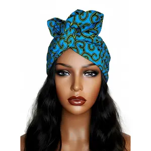 Layla's Versatile Wire Hair Wrap - Blue Patterned Design with Unique Wire Looping for Versatile Styling Options