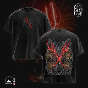 Retro Limited Vintage Lichdragon Fortissax Washed T-Shirt & Hoodie Elden Ring, Dark Fantasy Red Lightning Graphic Tee Back Print, High Quality Game Inspired Merch Gift for Gamer