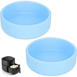 Silicone Egg Bites Molds 2Pcs Air Fryer & Microwave Egg Maker Pan 4 inch Reusable Dishwasher Safe Blue