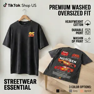 Cars Movie T-Shirt Retro Mcqueen and Mater Vintage Oversized Tee – Y2K Unisex Acid Wash Two Side Graphic TankTop, Top Trendy Streetwear Gym Shirt For Movie Game Fans