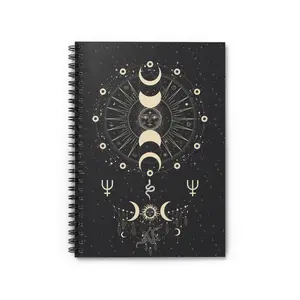 Mystical Moon Phase Spiral Notebook - Ruled Line, Astrological Journal, Celestial Planner, Gift for Astrology Lovers, Witchy Notebook