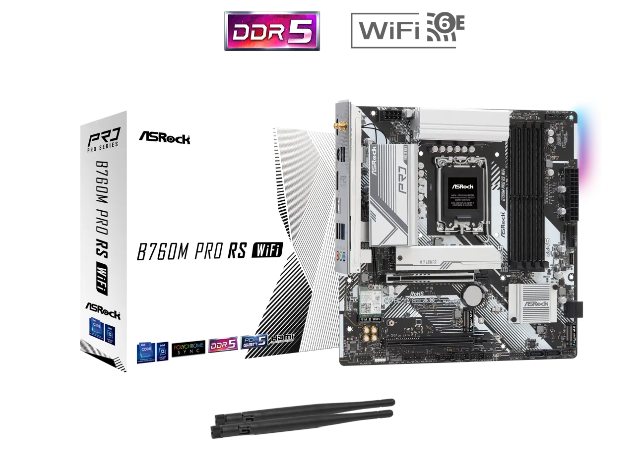 ASRock B760M PRO RS WiFi LGA 1700 Intel B760 Micro ATX Motherboard ASRock B760M PRO RS WiFi LGA 1700 Intel B760 Micro ATX Motherboard