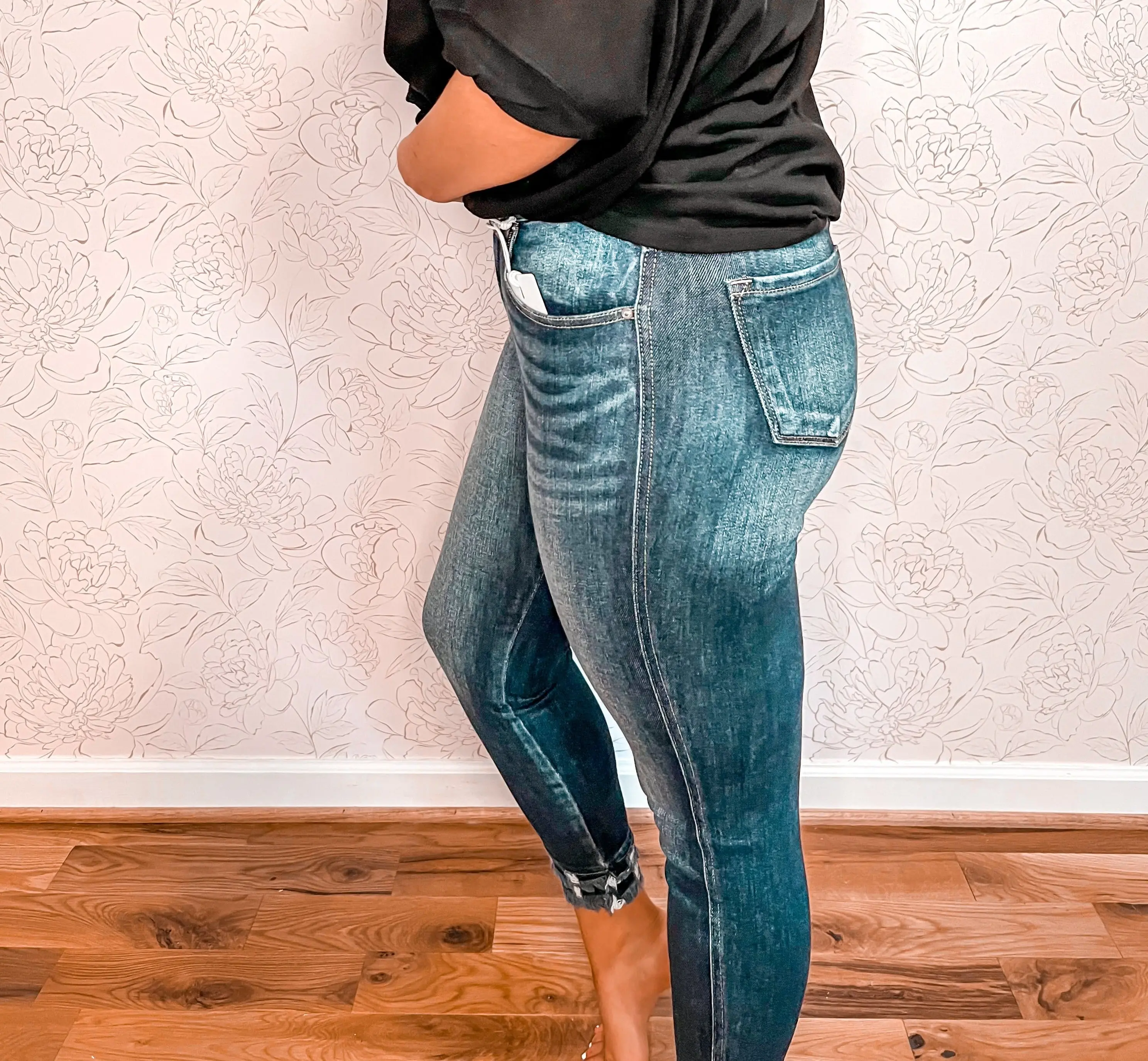 KanCan High Rise Frayed Hem Ankle Skinny