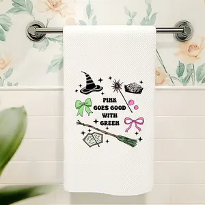 Full Color Wicked Inspired Kitchen Towel - Pink Goes Good With Green