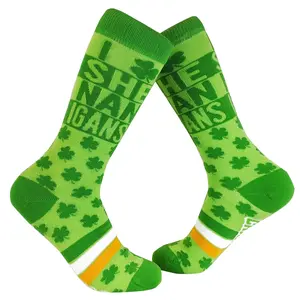 Womens I Clover Shenanigans Socks Funny Saint St Patricks Day Irish Footwear Funny Graphic Socks Comfortable Fitted Spandex Cotton