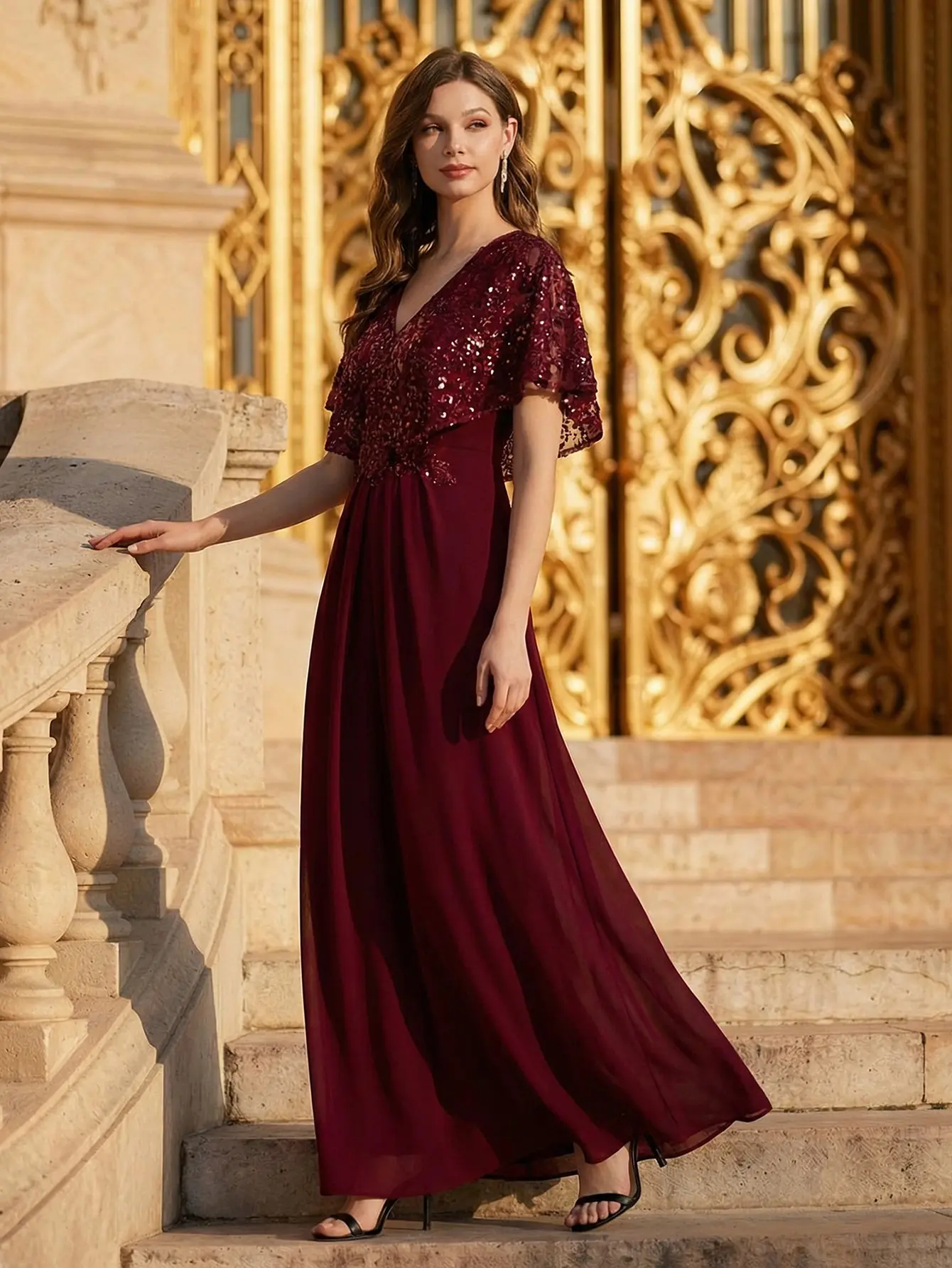 Ever-Pretty 2026 New Sequin Cape Formal Maxi Dress - V-Neck, Flowy Silhouette for Wedding Guest & Evening Events ,black tie wedding guest dress,beaded dress,02656 - TikTok Shop Ever-Pretty 2026 New Sequin Cape Formal Maxi Dress - V-Neck, Flowy Silhouette for Wedding Guest & Evening Events ,black tie wedding guest dress,beaded dress,02656 - TikTok Shop