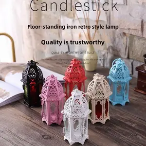 Vintage European Moroccan Hanging Candle Lantern, Metal Glass Candle Holder, Iron Art Home Decor, Perfect for Holidays