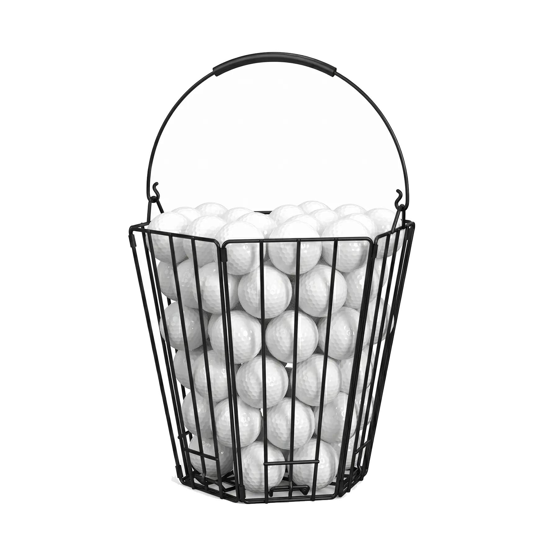 Foldable Golf Ball Basket - Golf Accessories, Steel Wire Compact Bucket, Collapses Fast, Portable, Holds Up to 100 Balls for Driving Range & Garage Practice Setup