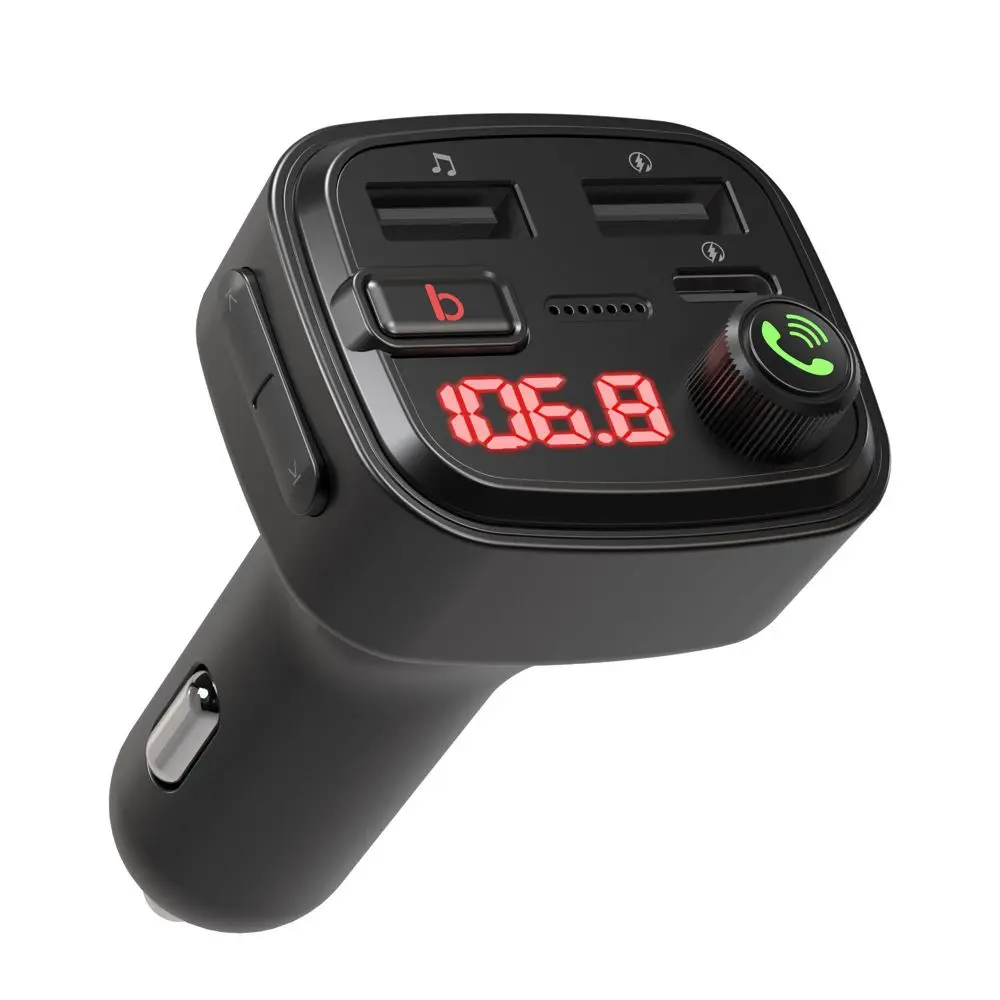 Just Wireless Bluetooth FM Transmitter Type C and USB-A Charging Port Bass Sound Booster - Black Just Wireless Bluetooth FM Transmitter Type C and USB-A Charging Port Bass Sound Booster - Black