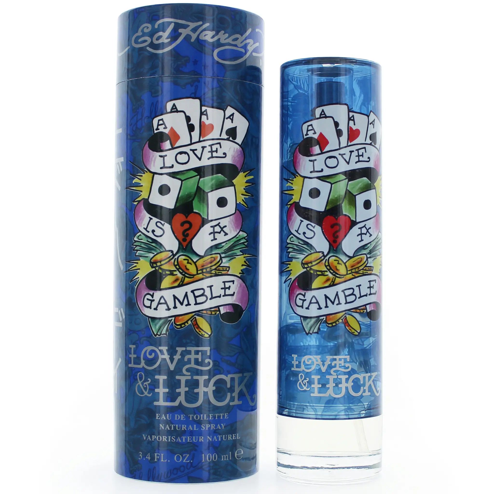Ed Hardy Love & Luck by Christian Audigier, 3.4 oz EDT Spray for Men, Spray Bottle, Absinthe, 3.4 Fl Oz, Signature Scent, Male Wear