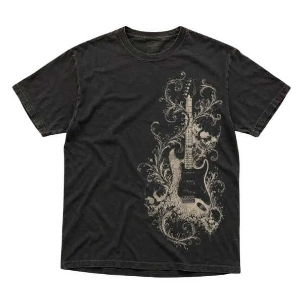 Skull Guitar Graphic Tee Black Unisex Gildan, Y2k T-shirt, Gifts For Him, Gifts For Her, Vintage Graphic Tee, Unisex Vintage Graphic Tees Gothic Grunge Y2k Emo Scene Amity Affliction Style Clothes Men Women Streetwear