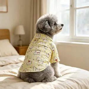 Dog shirt made of cotton, suitable for spring and autumn,pet couple outfit, striped puppy thin home wear pajamas, suitable for Bichon Frise,other small to medium-sized dogs.Dog clothing, comfortable and breathable home wear for dogs super absorbent summer