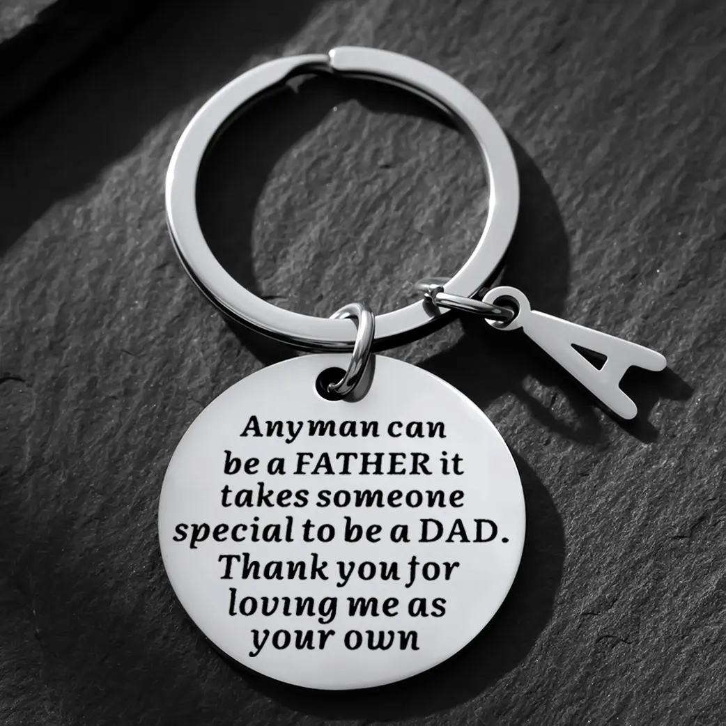 Personalized Metal Circle Pendant Keychain - Engraved Message, Custom Initial Charm Nameplate, Gender-Neutral, Compact, Universal-Fit Chain Accessory, Tailgating Item, Ideal Custom Gift for Dads, Chain Accessory Keychains