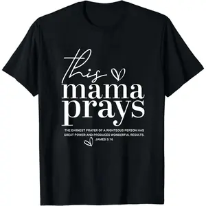 This Mama Prays Cute Jesus Scripture Bible Christian Women T-Shirt Summer Outfits For Women T Shirts Women Graphic Tees WomenFashion Unisex T-shirts Graphic T-Shirt cotton cotton Crew Neck T-Shirt Print Cotton T-shirt