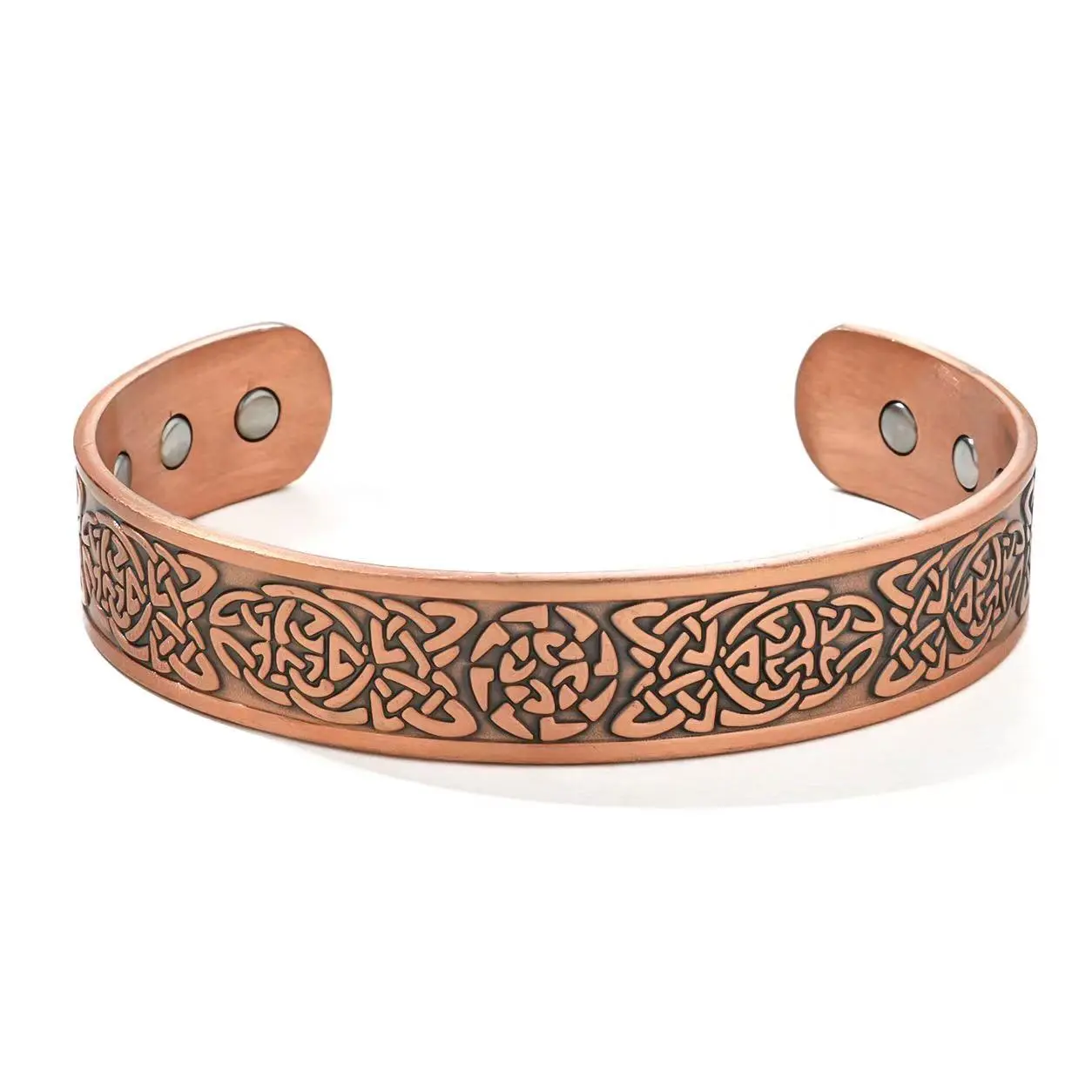 Retro copper magnetic bracelet, with built-in magnets. It helps relieve fatigue and protects physical and mental health. It can be adjusted to different sizes and is suitable for both men and women. It is a fashionable bracelet.